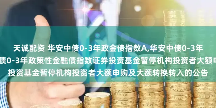 天诚配资 华安中债0-3年政金债指数A,华安中债0-3年政金债指数C: 关于华安中债0-3年政策性金融债指数证券投资基金暂停机构投资者大额申购及大额转换转入的公告